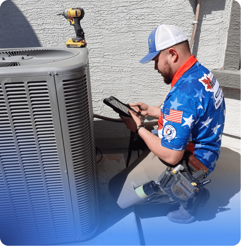 An air conditioning unit in a residential setting.