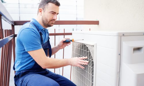 Installation service of an air conditioner heat exchanger outdoor unit